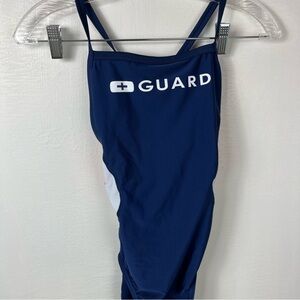 Speedo Women’s Guard Team Navy/red/white Swimsuit Size 34